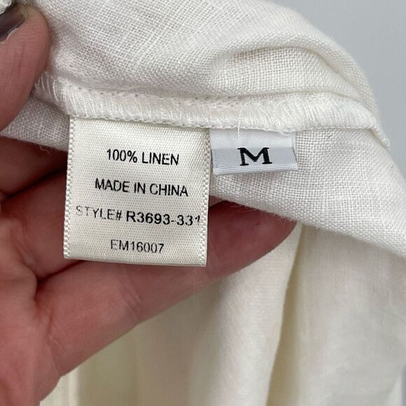 Bella Dahl Cream Lightweight Linen Relaxed Drawstring Pants Medium - Picture 6 of 7